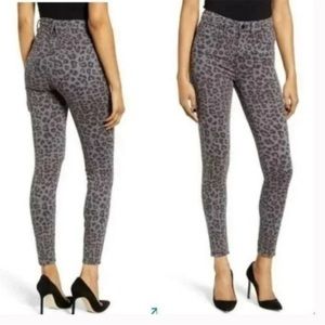 GOOD AMERICAN Good Waist Crop Gray Leopard High Rise Skinny Jeans